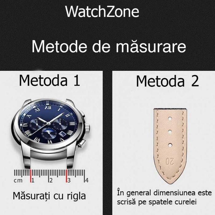 Curea Ceas Fossil Casio Seiko din Piele Naturală Neagra 22mm