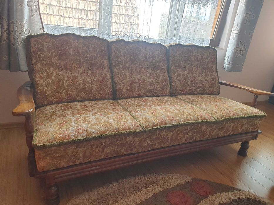 Pat si 2 fotolii stil clasic-import Germania-lemn masiv-OFERTA