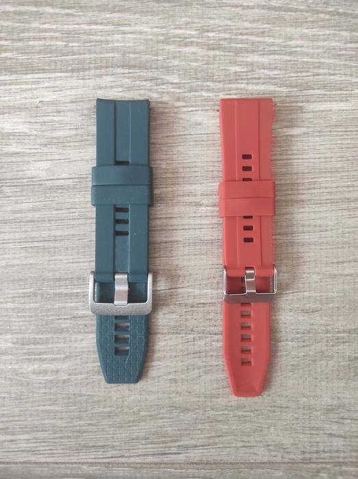 Тъмно зелена и червена силиконови каишки 22 мм за часовник