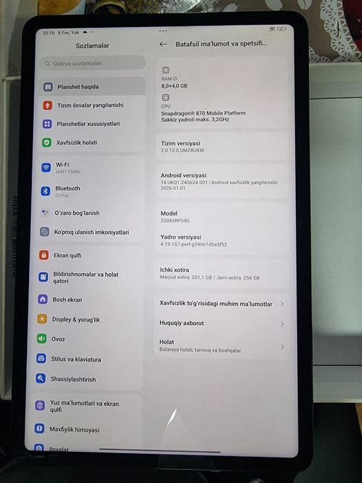 Xiaomi pad 6. 256  ram 8+4