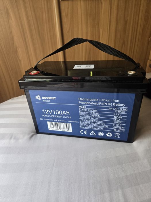 Baterie Litiu LiFePO4 12V 100Ah (1280Wh) Bourget NOUĂ - BMS & Bluetooth