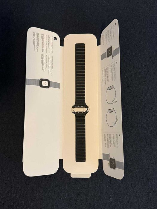 Bratara de piele Apple Watch - Leather Link 42/44/45/46 M/L Ink