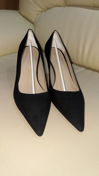 Pantofi Stiletto Stuart Weitzman Stuart 85 Pump, Piele Întoarsă neagră