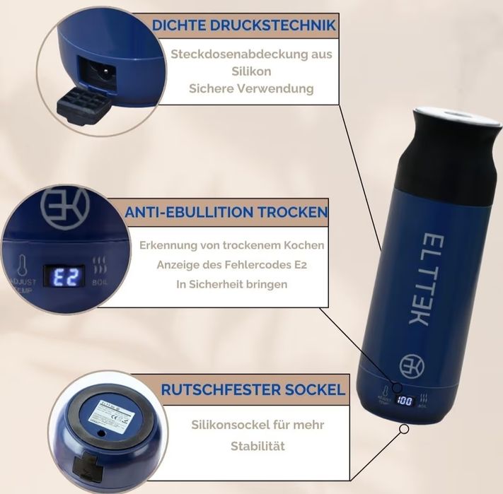 Mini ceainic de călătorie 450ml control temperatură 12 setări