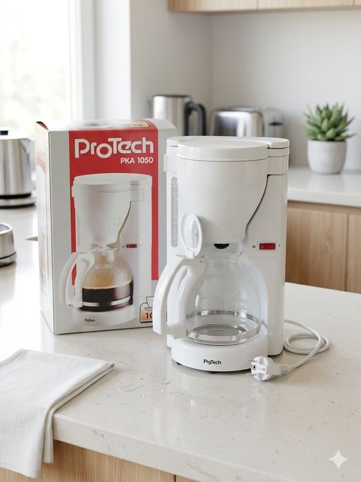 Filtru de cafea / Cafetieră ProTech PKA 1050 pe culoarea albă – Se vinde împreună cu un pachet de filtre cadou