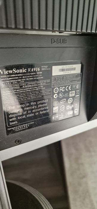 Монитор ViewSonic 19" (VA916) с кабелями