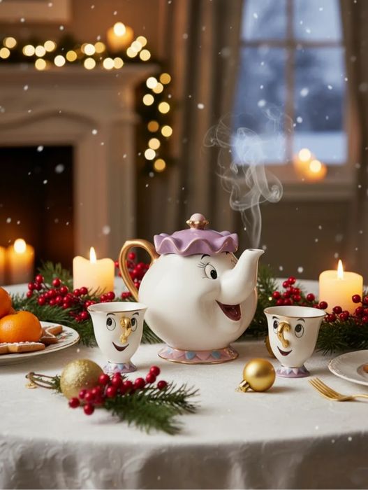 Кофейный сервиз "Красавица и Чудовище", 6 предметов, белый