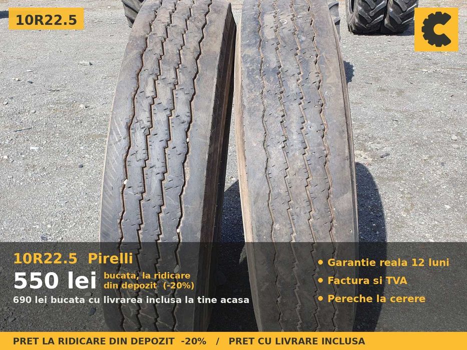 Anvelope Cauciucuri 10R22.5 10 R22.5 10-22.5 10.00R22.5 1022 Pirelli Remorca Implement Flotatie SH Second Hand VERIFICATA Garantie 1 An Factura TVA