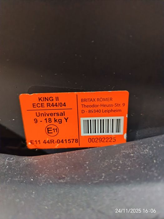 Vand scaun Britax Romer King II 9-18 kg.