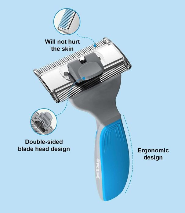 Двустранен фурминатор с бутон за козината за куче и котка
