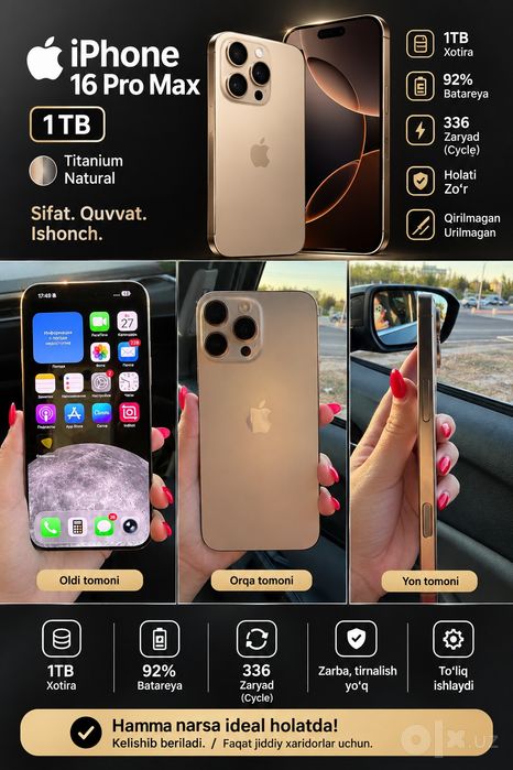 Iphone 16 pro max 1 Tr sotiladi