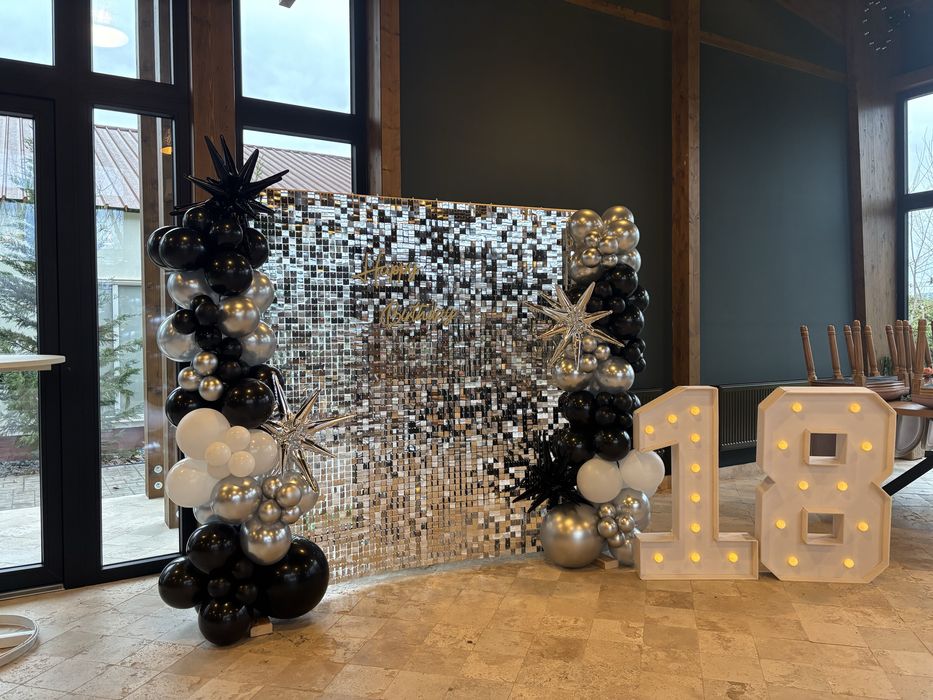 Arcada de baloane - 250 lei, aranjament cristelnita - 150 lei