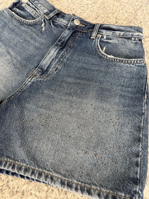 Zara дънкови панталони с камъчета