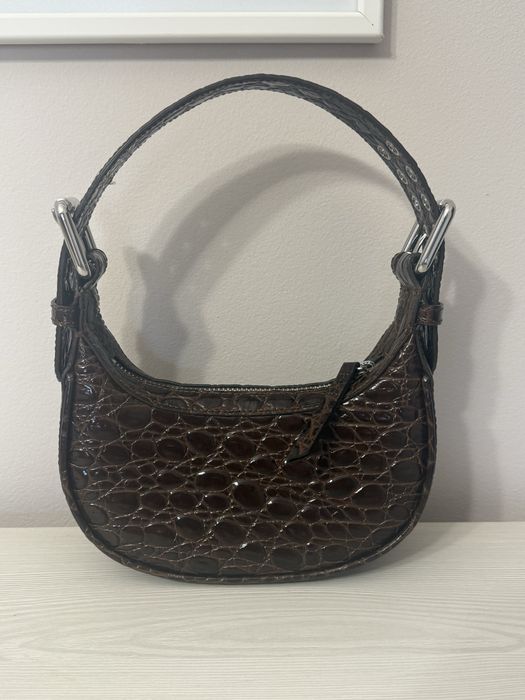 BY FAR mini Soho crocodile-embossed bag