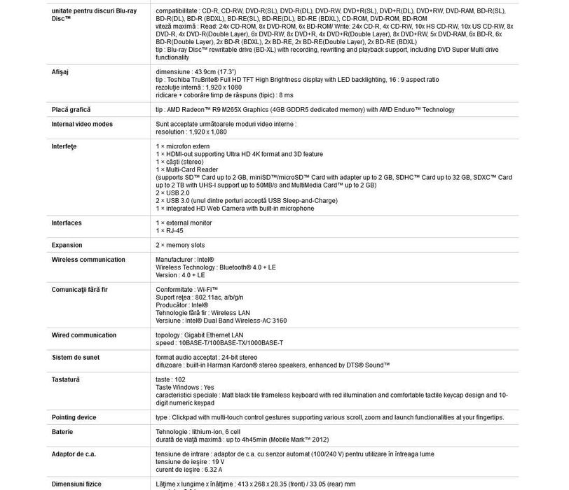 Laptop Original TOSHIBA QOSMIO i7 BluRay nou sigilat, Baterie 4.45 ore