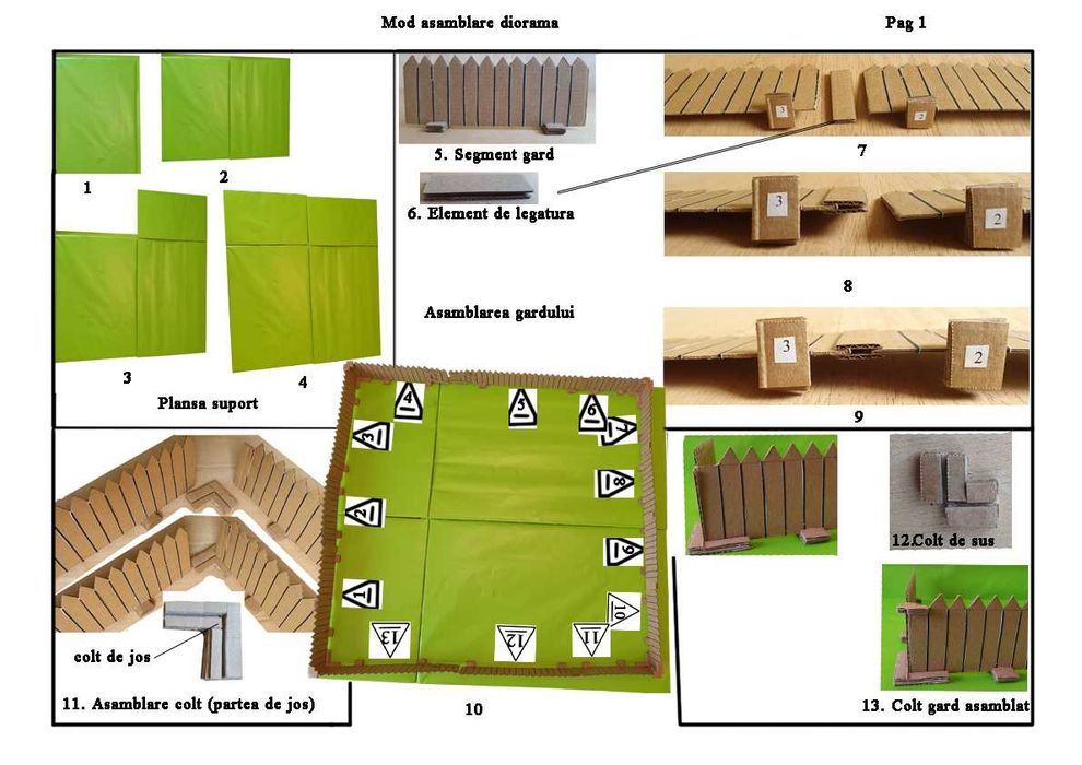 Diorama educativa casa si curte pentru copii cu instructiuni de montaj