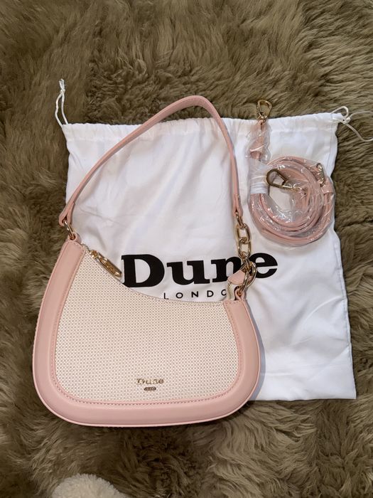 Малка нова дамска чанта Dune London, бледо розова, допълнитвлна дръжка