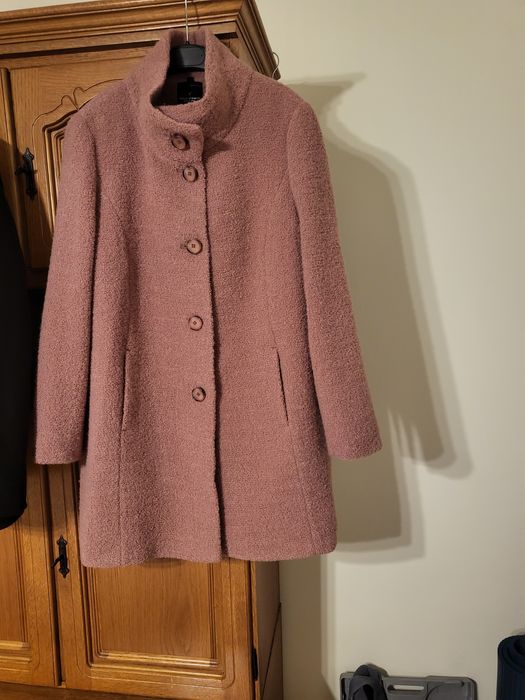 Pardesiu nou roz pudra material buclat