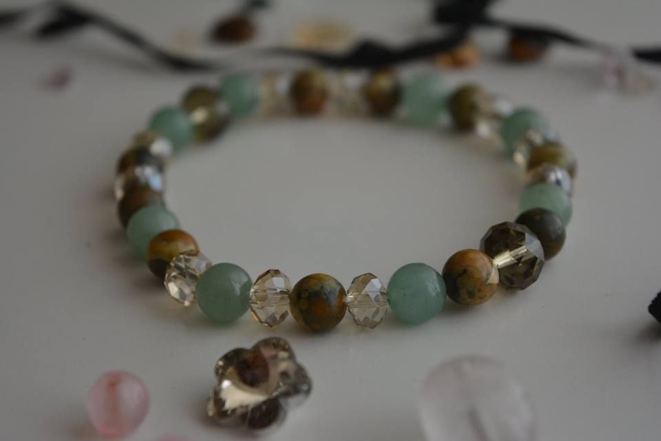 ахат микс, опушен фасетиран кварц, аквамарин