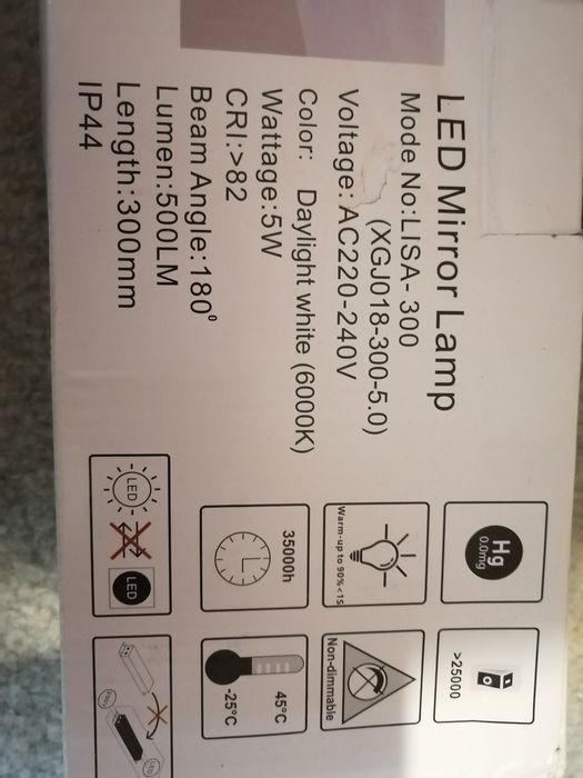 Осветление за огледало за баня Aourow LED 5W 230V 500LM, IP44