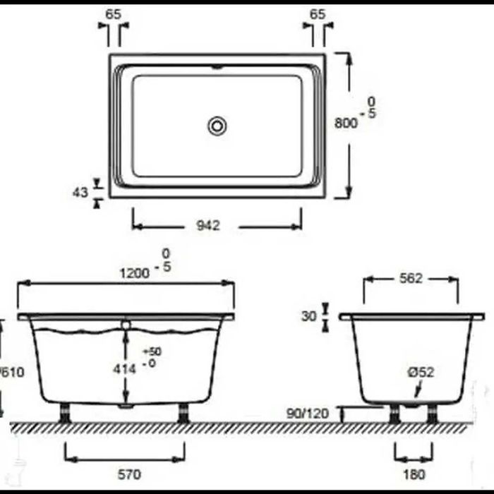 Компактна вана-душ 120×80 и 140х90 см с крачета – Jacob Delafon E6D122