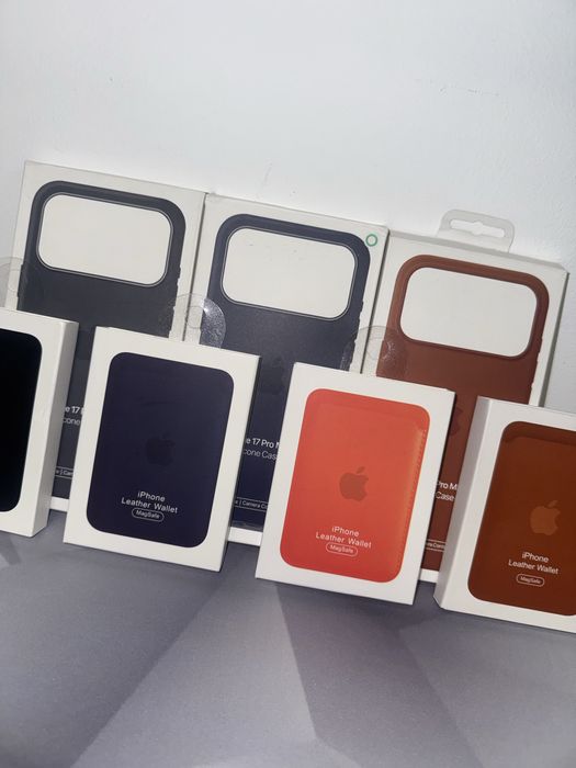 Промоция! Сет от  Силиконов калъф + Wallet кожен портфейл с MagSafe магнитен ринг за iPhone 17 Pro и 17 Pro Max в 3 различни цвята