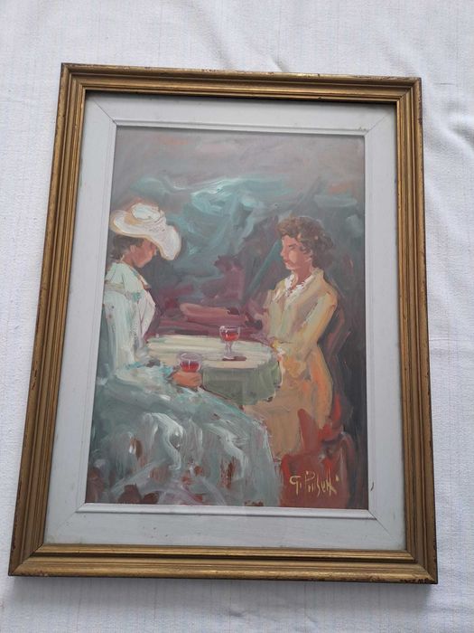 tablou pictura pe pfl 64/49 cm semnat