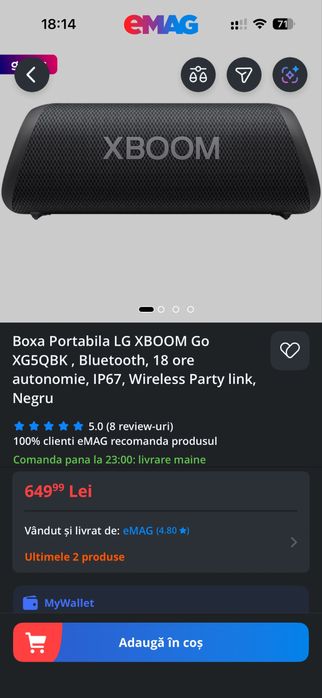 Boxa Portabila LG XBOOM Go XG5QBK