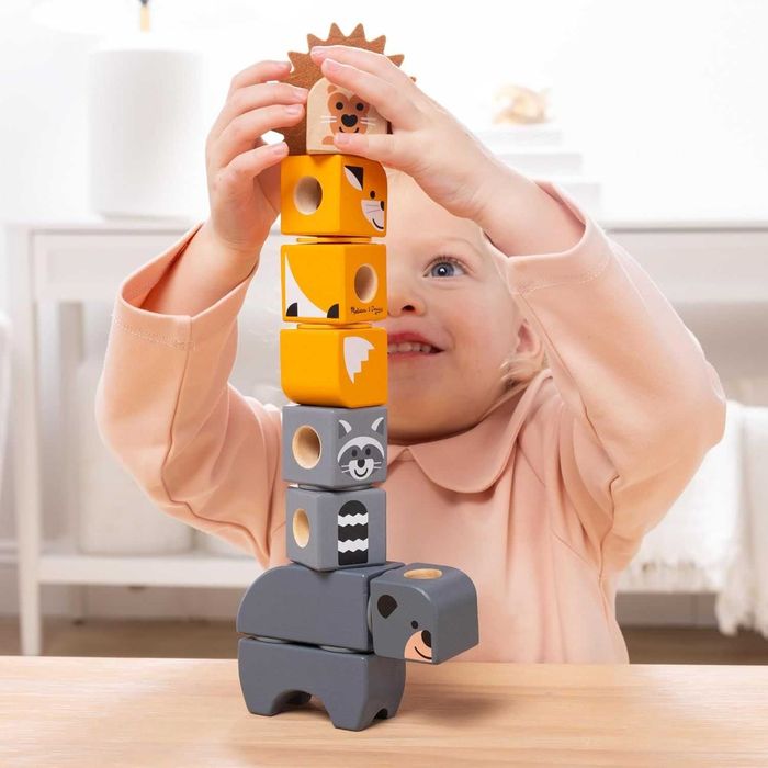 Дървен конструктор Melissa & Doug Blockables Горски приятели Ферма 16 части 2 вида