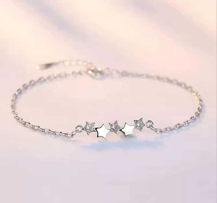 нови Сребърни обеци сребърни обици халки цирконий сребърна гривна