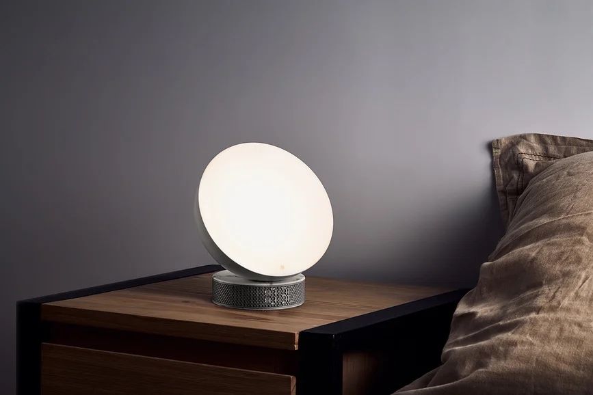 Ceas cu alarma LEXON Miami Sunrise wood, lampa de veghe camera copilului