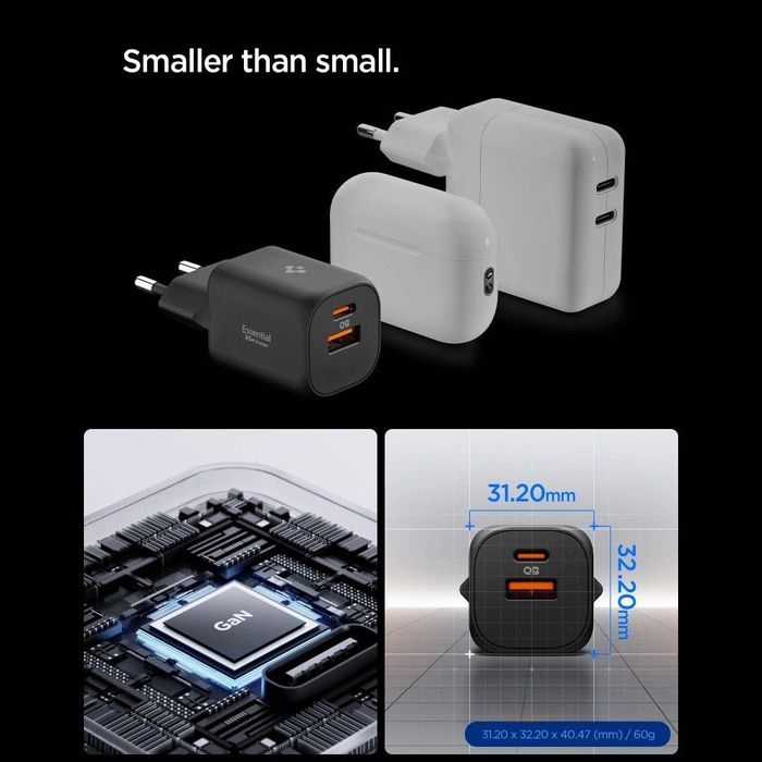 Бързо Зарядно Устройство Spigen Essential 35W Dual Port (USB-C/USB-A)