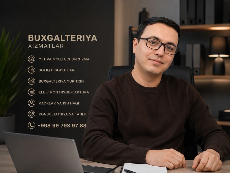 YTT MCHJ Buxgalter Soliq Hisobot 1C Audit QQS masofaviy hizmat