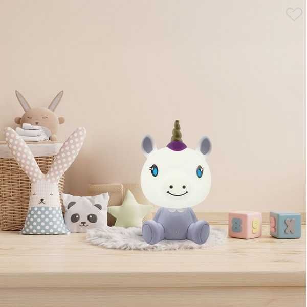 Детска нощна лампа Еднорог, 3 нива на яркост, USB, Бял