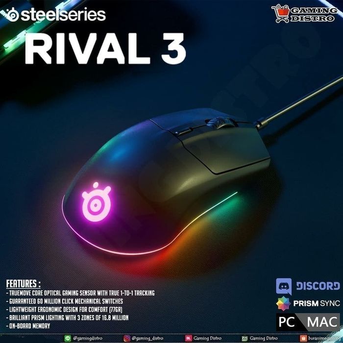 Steelseries Rival 3 Оригинал Проводная мышка/мышь (1шт)