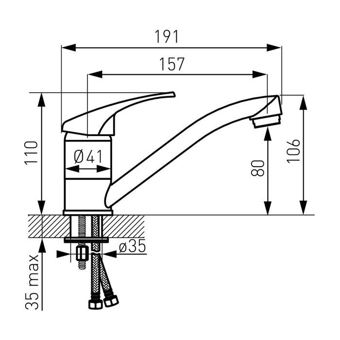 SIGILAT baterie baie lavoar, alama, Ferro Basic, monocomanda, cromat