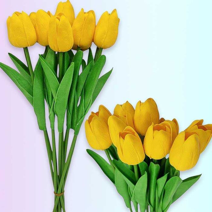 Комплект силиконови лалета 10 бр, 34 см, бели, жълти, сини, червени