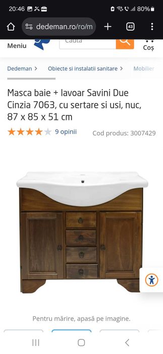 Set baie chiuveta oglindă dulap Savini Due Cinzia lemn masiv