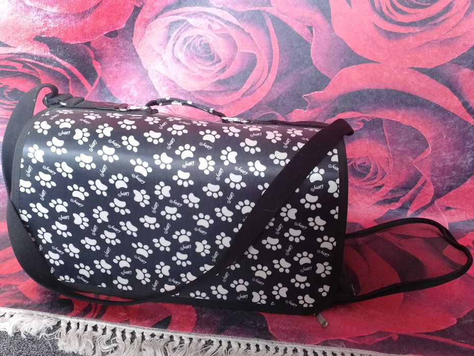 48/23/26 см Черно-бяла клетка-чанта за пренос на домашен любимец