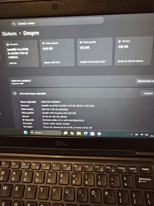 Laptop Dell 5490, i5-8250, ram 8gb,ssd 256gb.