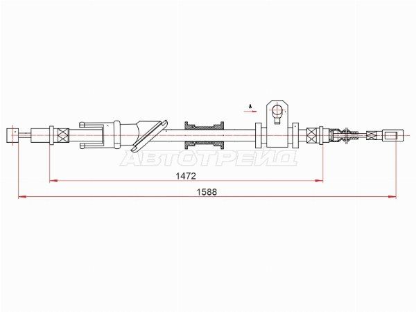Трос ручного тормоза  Левый  Mitsubishi Lancer