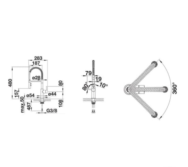 Baterie de bucătărie Blanco, noua, model Catris-S, finisaj negru mat