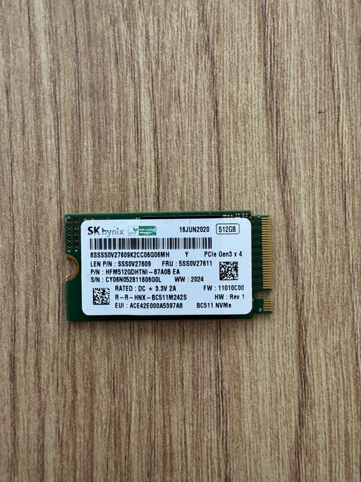 SSD SK Hynix BC511 512GB NVMe M.2 2242 (от Lenovo IdeaPad)