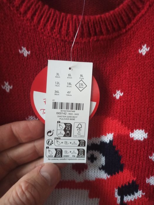 Pulovăr cu Moș Crăciun pentru vârsta de 2 ani