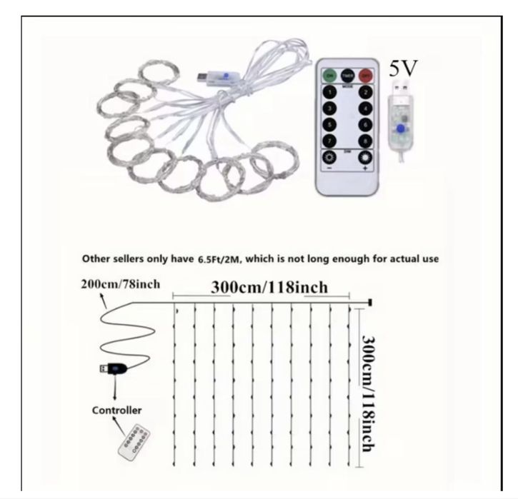 Гирлянда штора USB