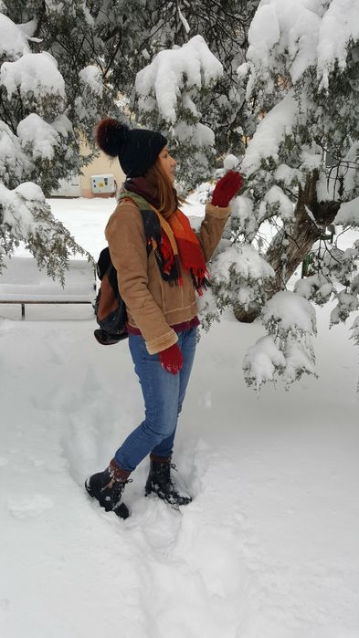 Geaca cu blana maro mărimea S/M