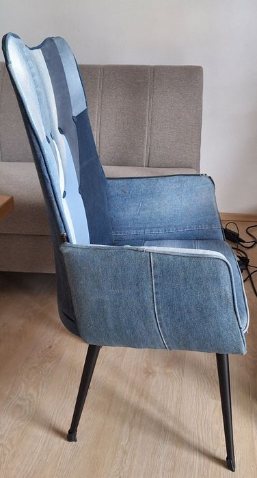 Vând scaun cu spătar înalt denim pânză