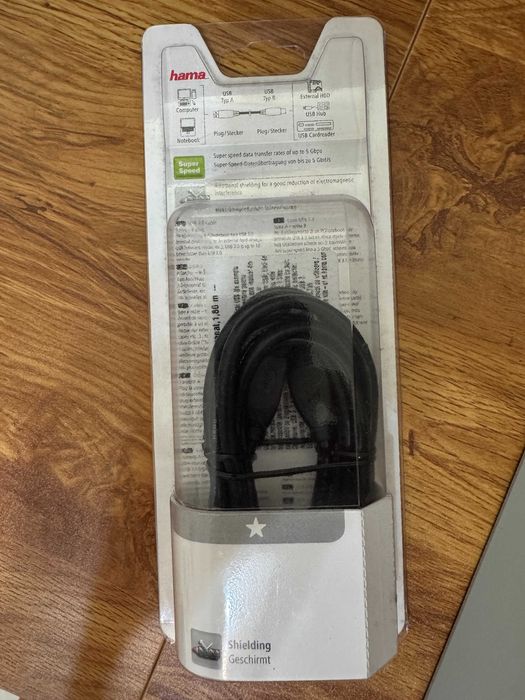 Cablu USB 3.0 A - USB 3.0 B HAMA 54501, 1.8m, negru, NOU