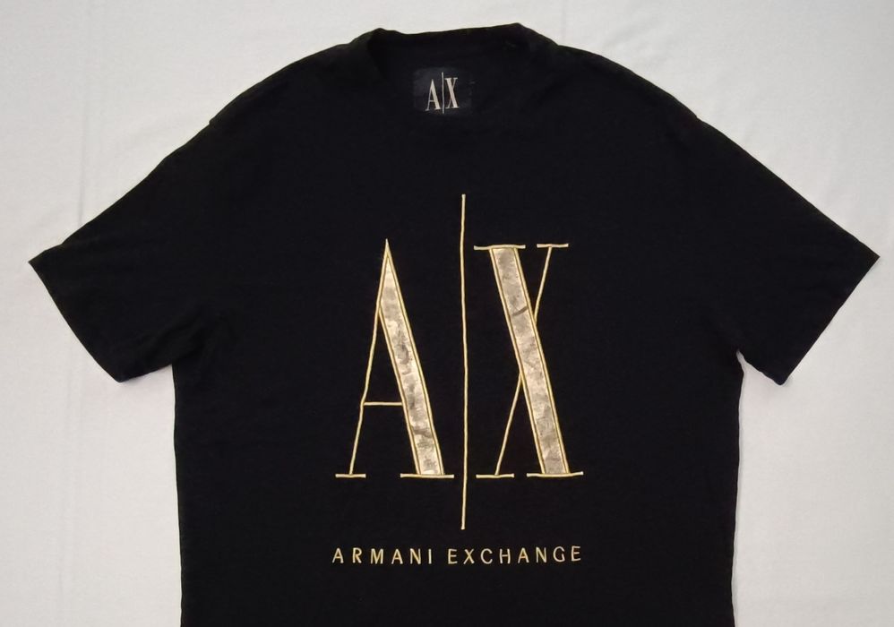 Armani Exchange Shirt оригинална тениска L Армани памучна черна фланелка