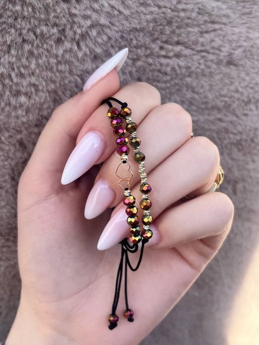 Set 2 brățări din șnur reglabil cu aur 14k și cristale! Făcute manual!